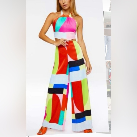 Forever 21 Pants - Forever 21 Red and Blue Jumpsuit Bold Colorblock Design